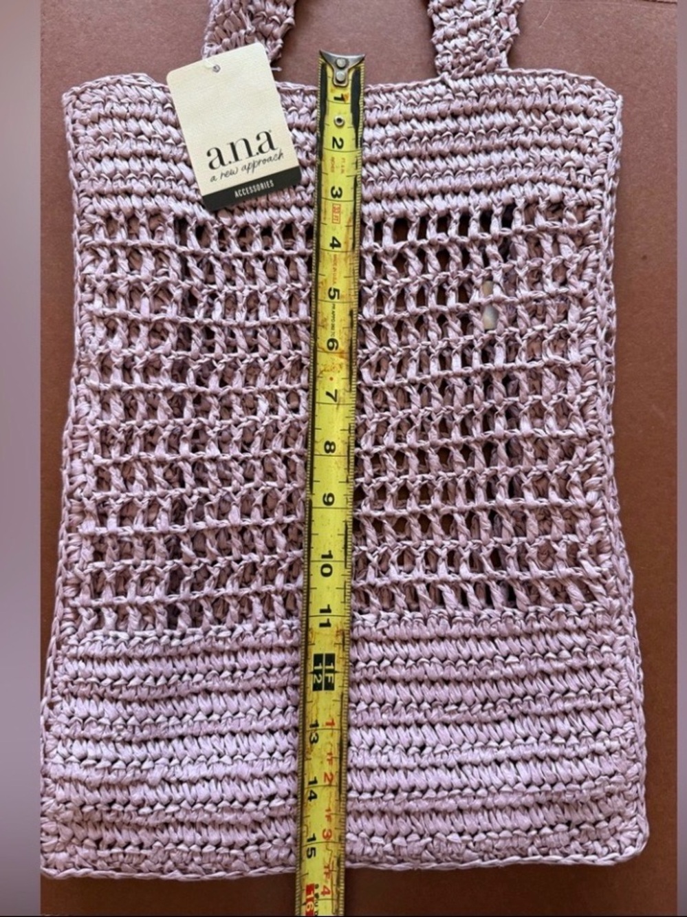 a.n.a Tan Woven Crochet Tote Bag - Picture 3 of 3
